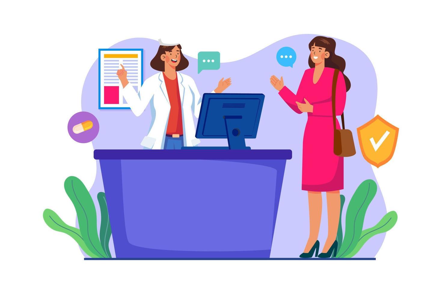 Clinic Reception Illustration concept on white background vector