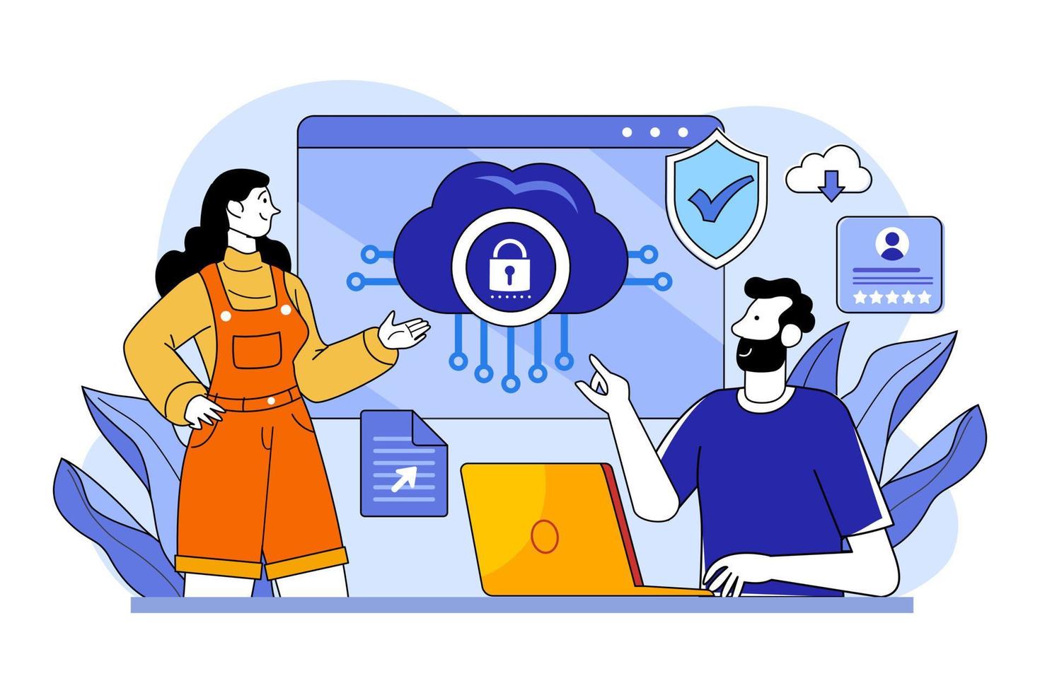 Cloud data protection Illustration concept on white background vector