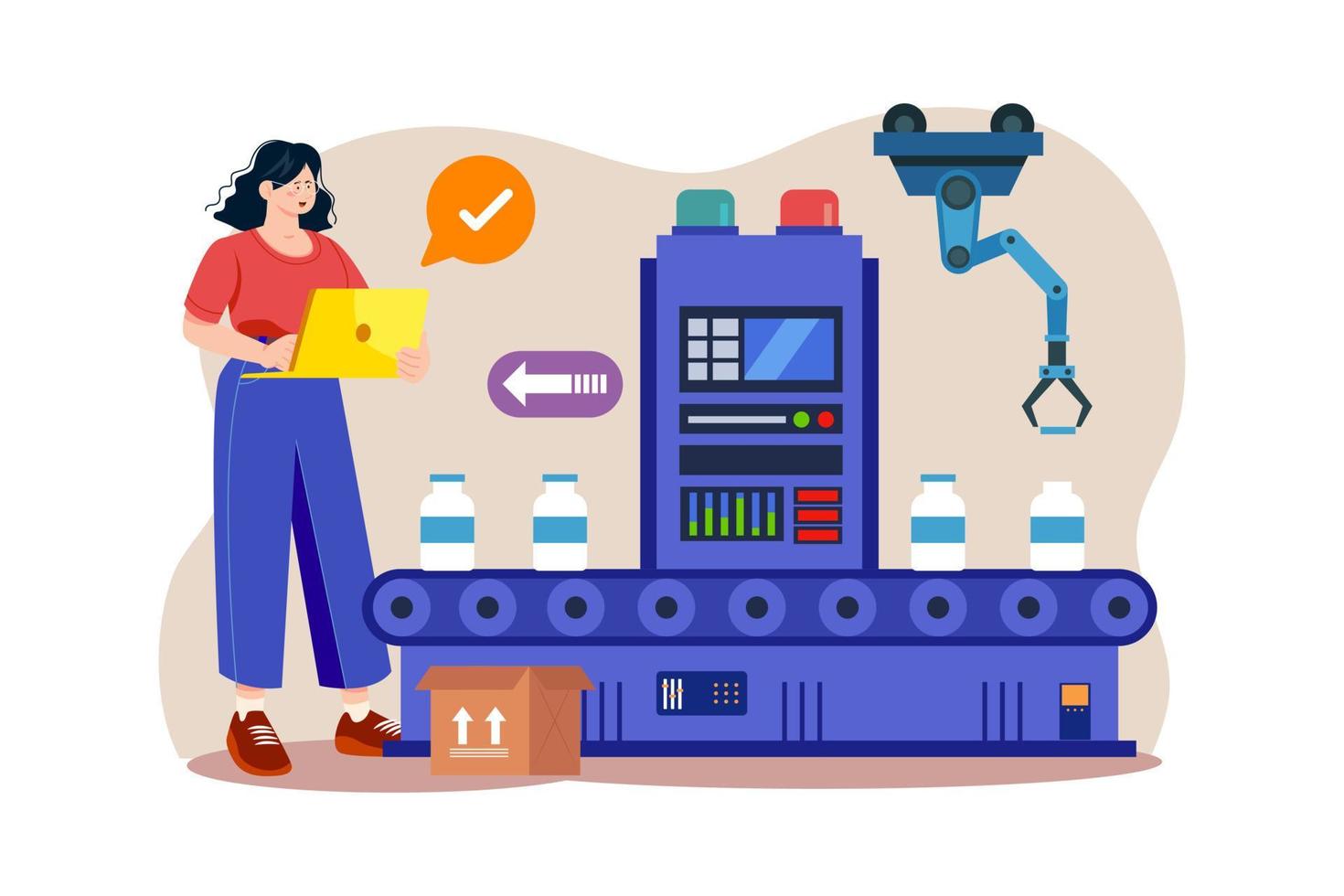 Production Line Illustration concept on white background vector