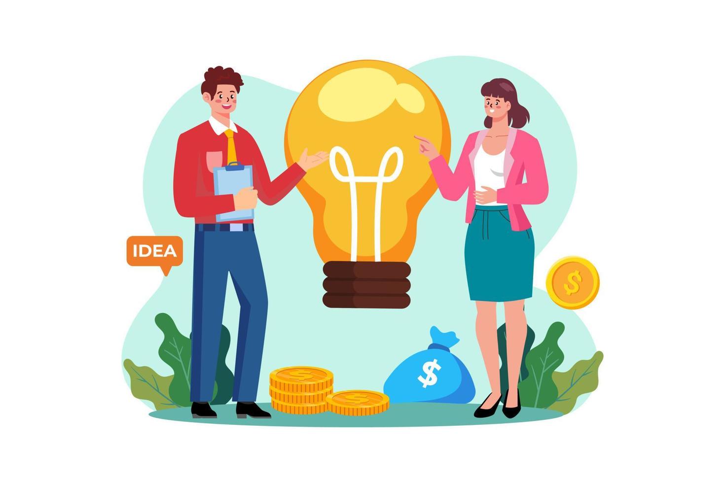 equipo de negocios ilustra la opción de idea de producto vector