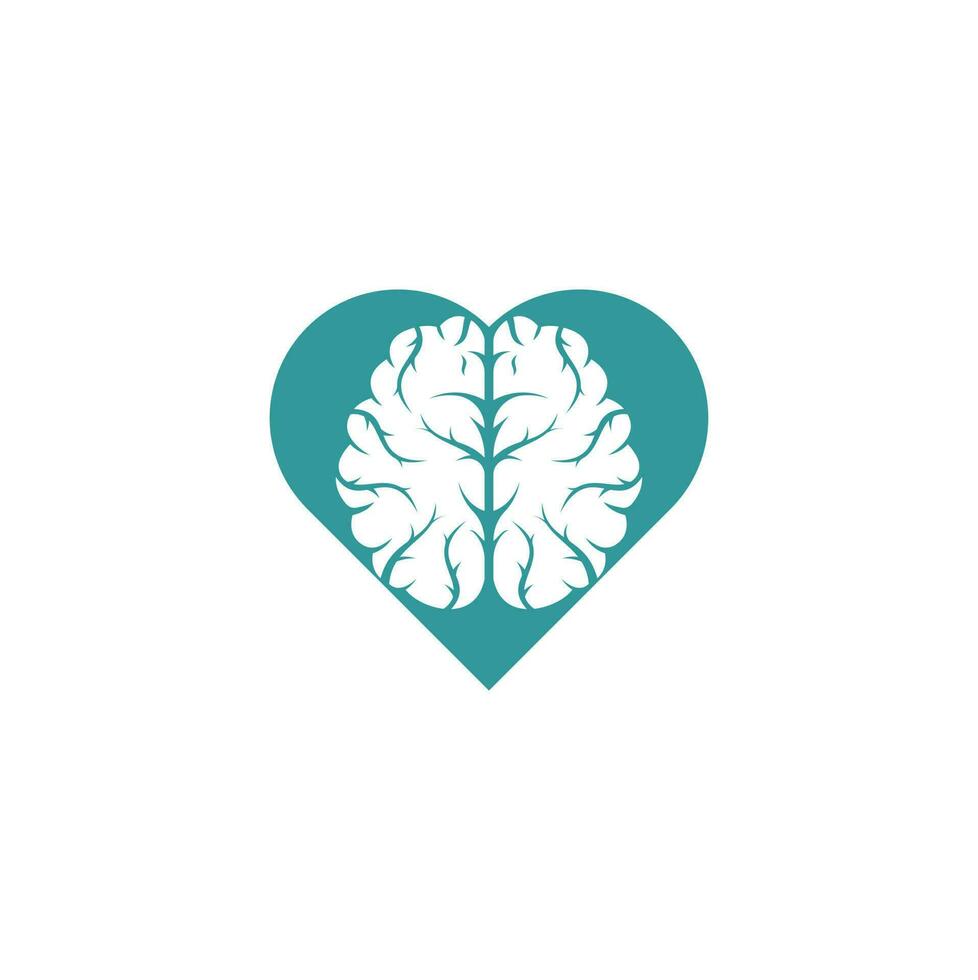 diseño del logotipo del concepto de forma de corazón cerebral. lluvia de ideas poder pensamiento cerebro logotipo icono vector