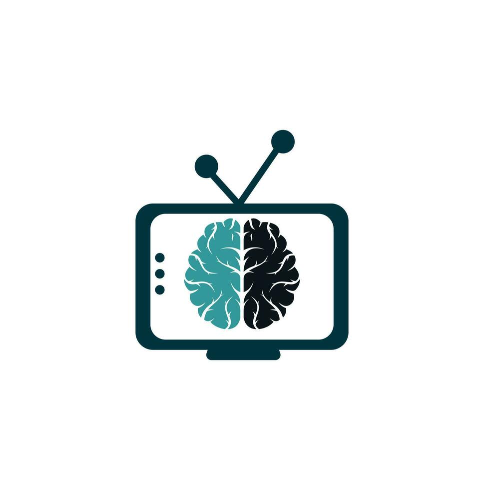 Brain connection logo design. digital brain logo template. Brain and tv logo vector