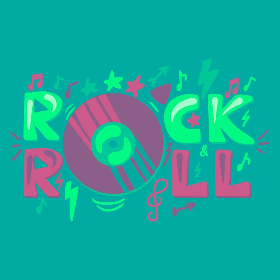 Rock N Roll hand drawn vector lettering