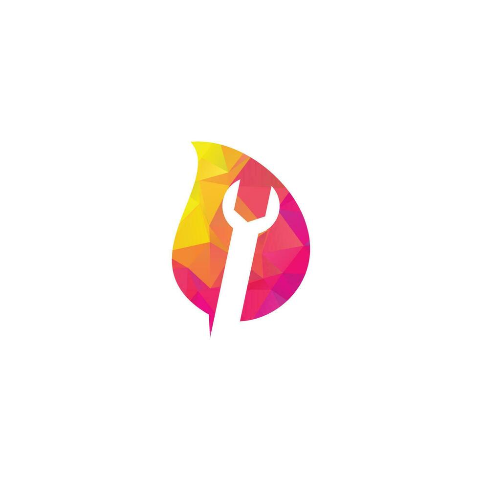 wrench drop shape concept logo design template vector. Wrench repair logo icon with swoosh graphic element vector