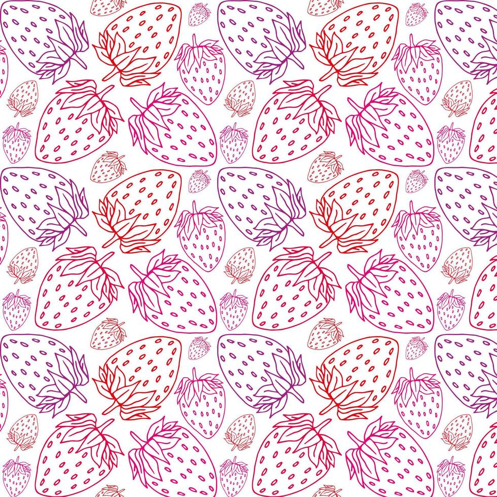 Strawberries hand drawn pattern background vector