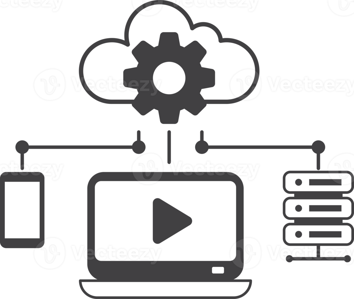 Laptop- und Cloud-Verbindungsillustration im minimalen Stil png