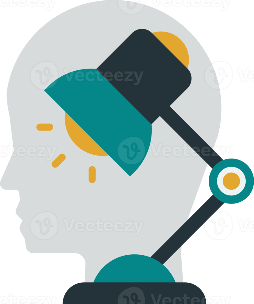 head and light bulb illustration in minimal style png