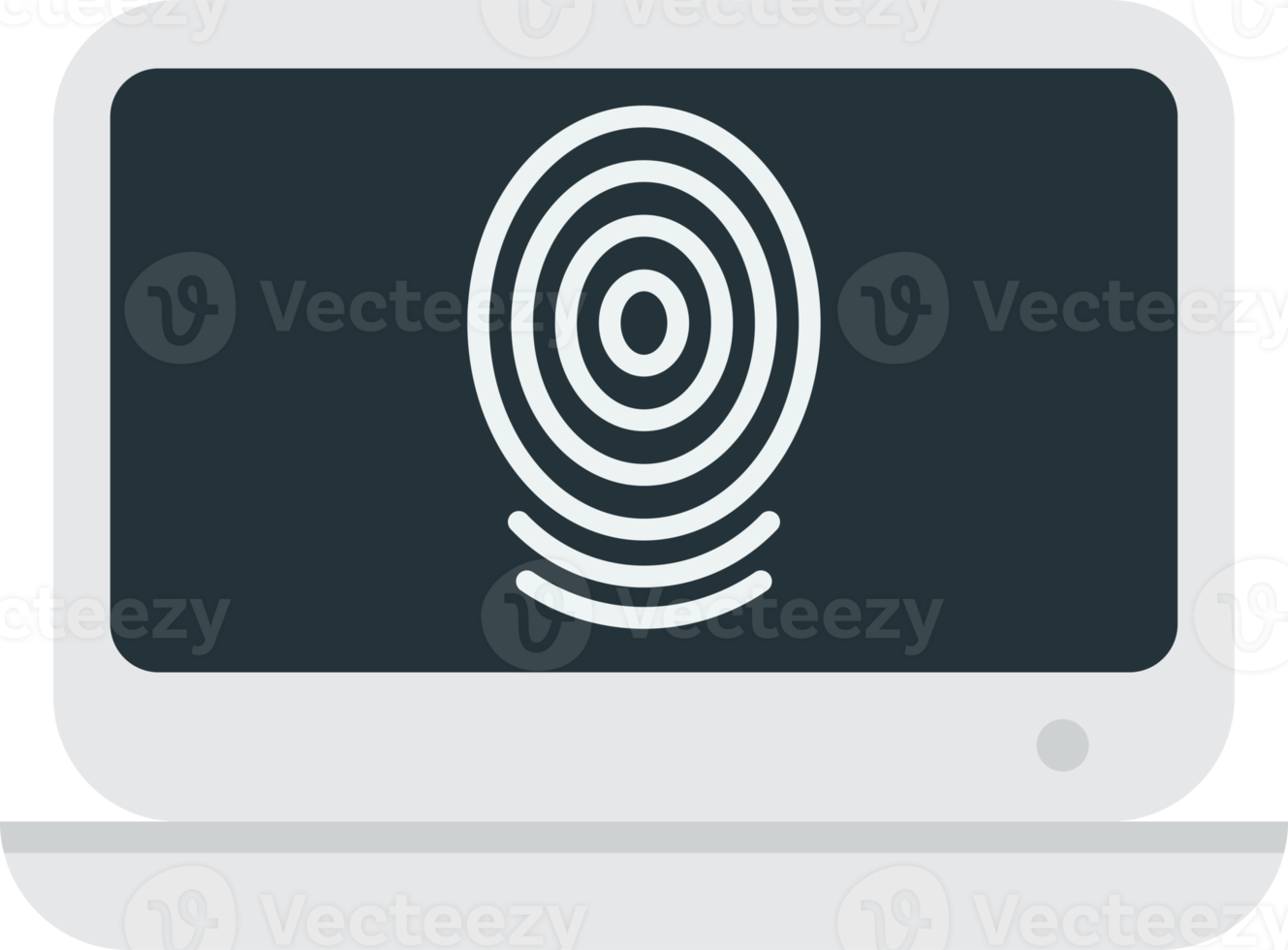 laptop and fingerprint illustration in minimal style png