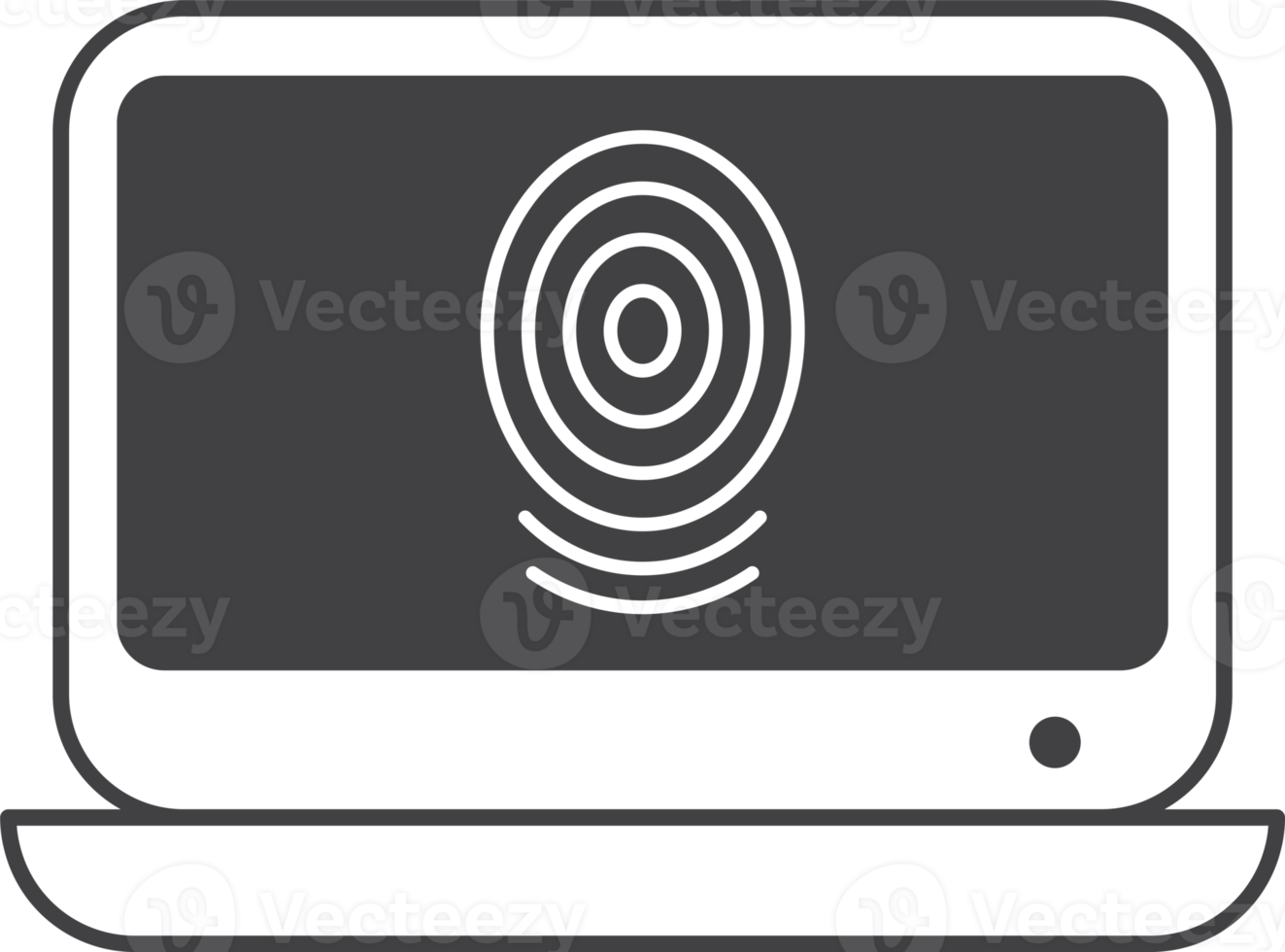 laptop and fingerprint illustration in minimal style png