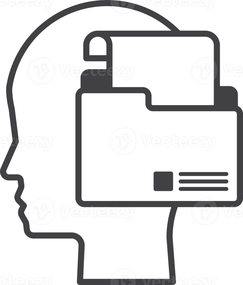 human head and report illustration in minimal style png