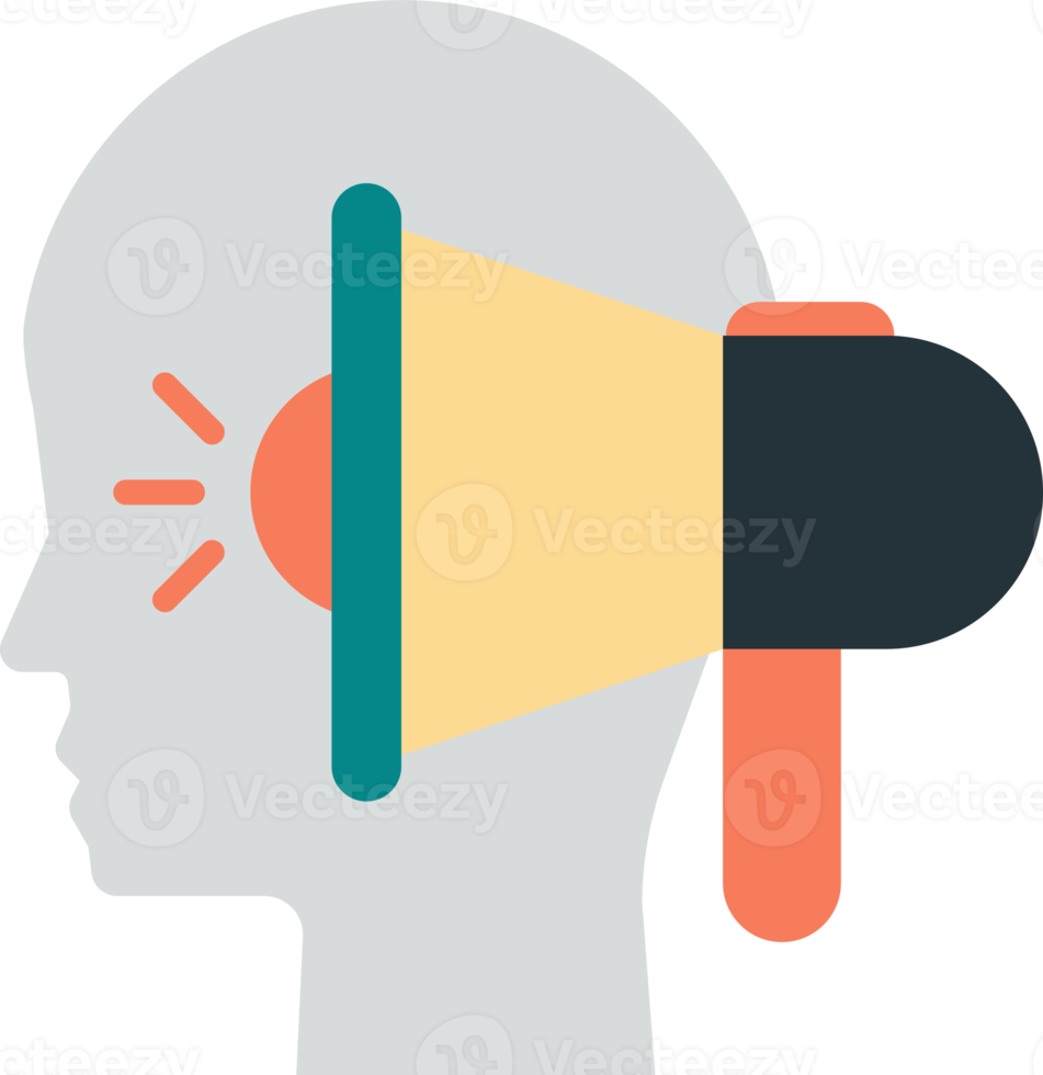human head and megaphone illustration in minimal style png