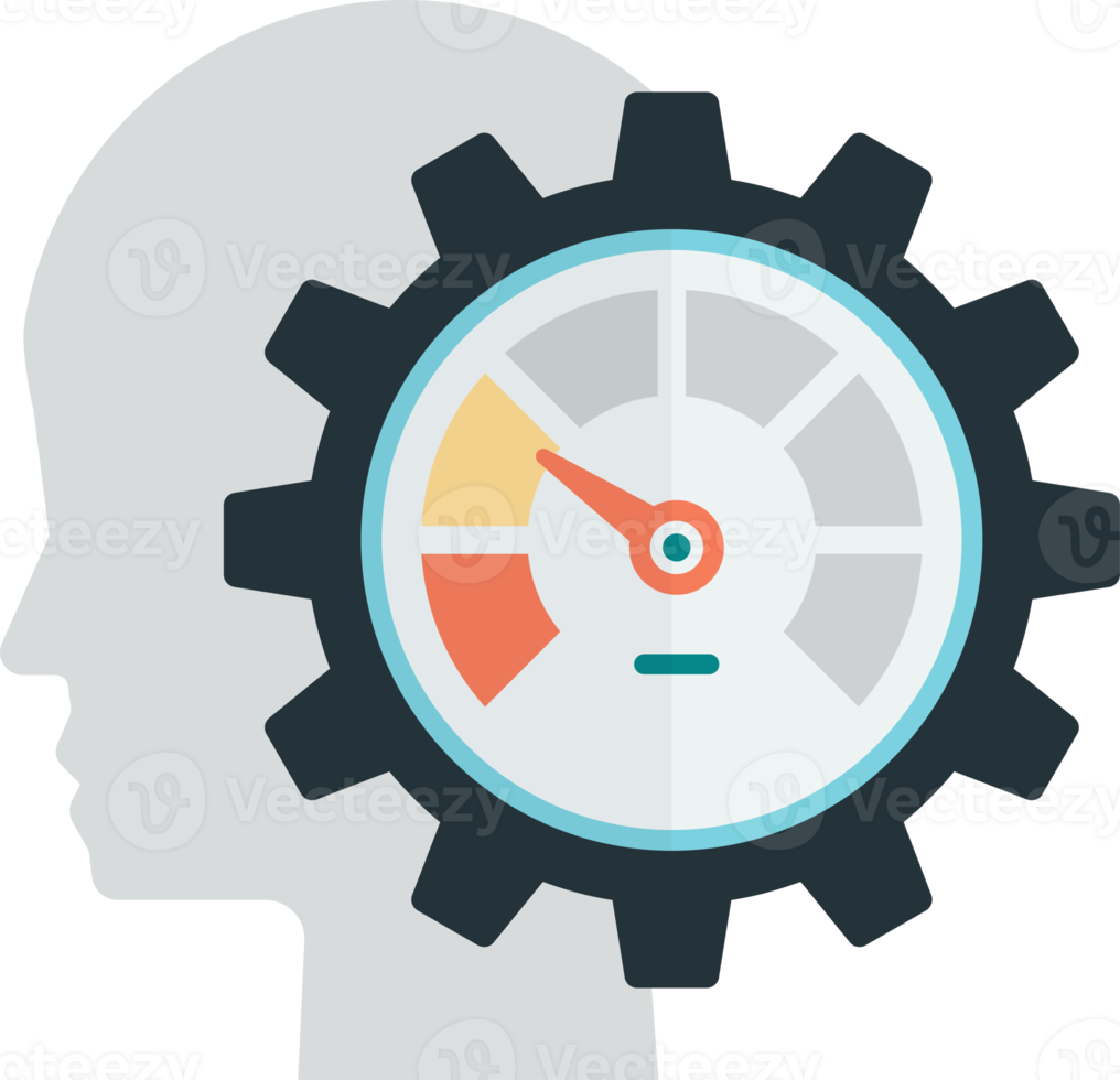 human head and cog illustration in minimal style png