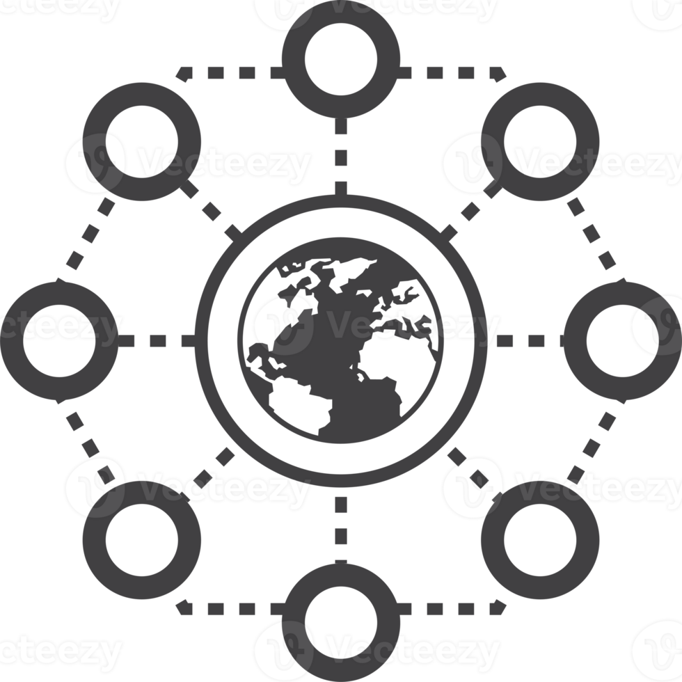 ilustración de globo y conexión en estilo minimalista png