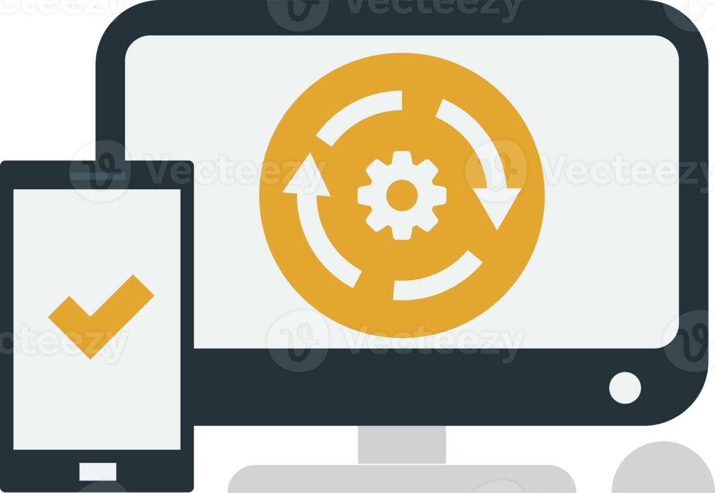 laptop and synchronization illustration in minimal style png