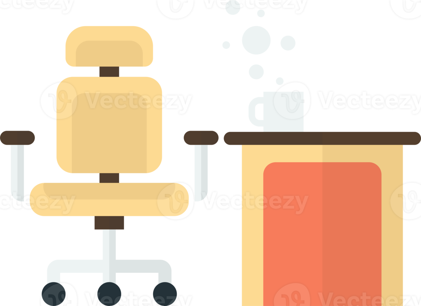 chair and desk illustration in minimal style png