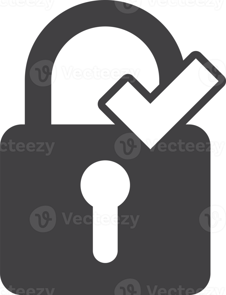 padlock and check mark illustration in minimal style png