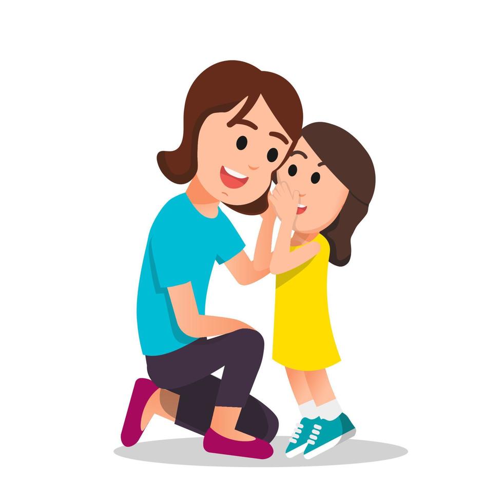 a little girl whispers something to her mother vector