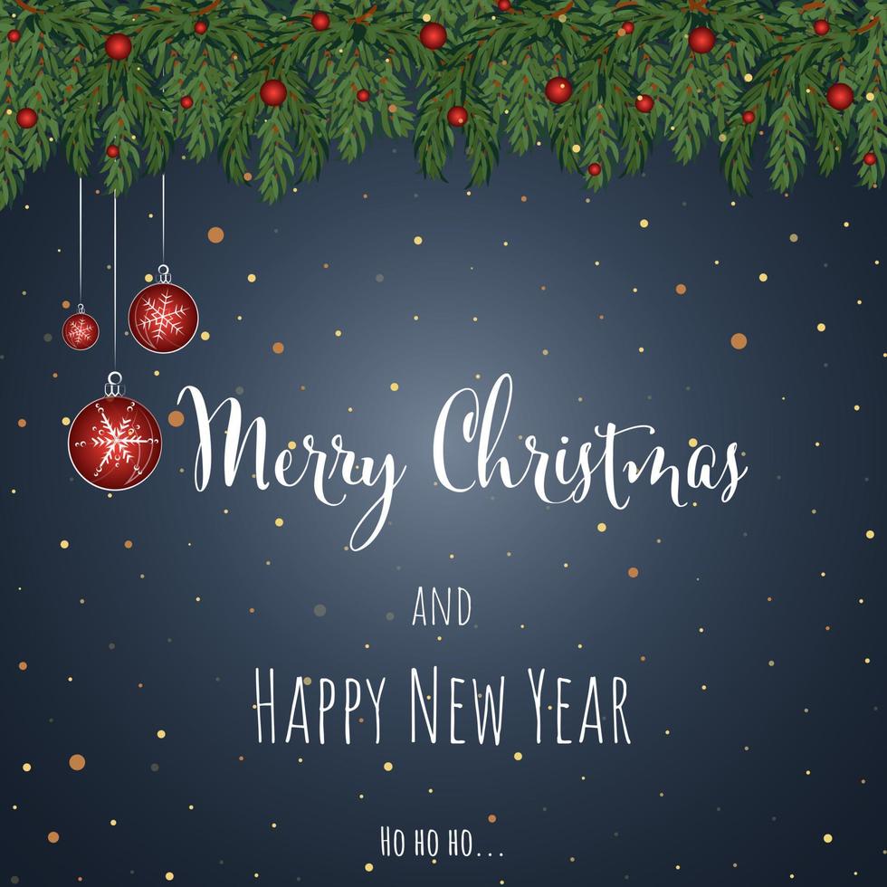 Christmas and New Year background greeting card. Vector illustration