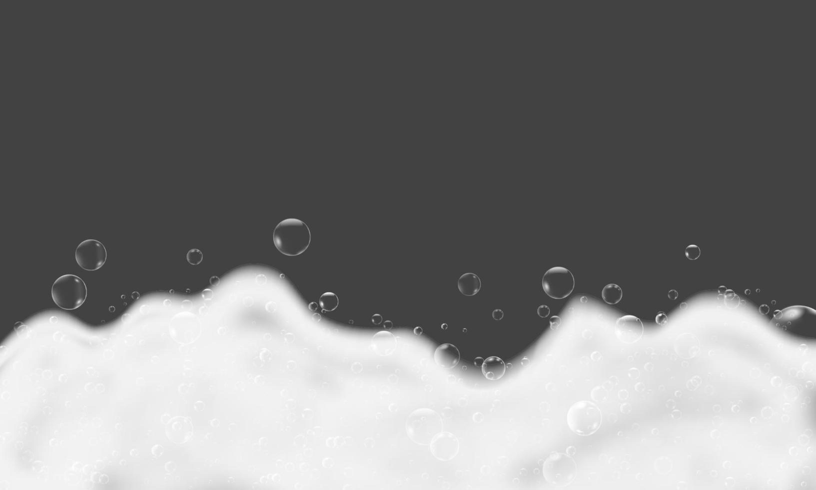 Bath foam shampoo bubbles isolated on transparent background. White clean soap texture. Vector illustration