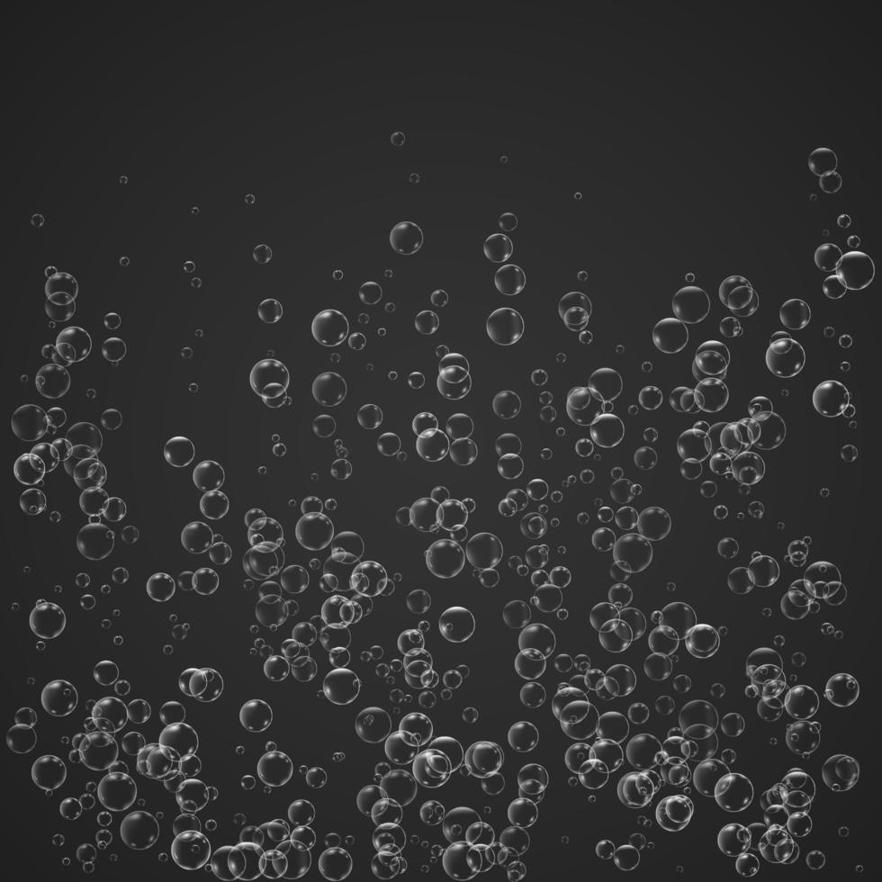 Bubbles stream under water fizzing sparkles soda pop, champagne. Vector illustration on transparent background