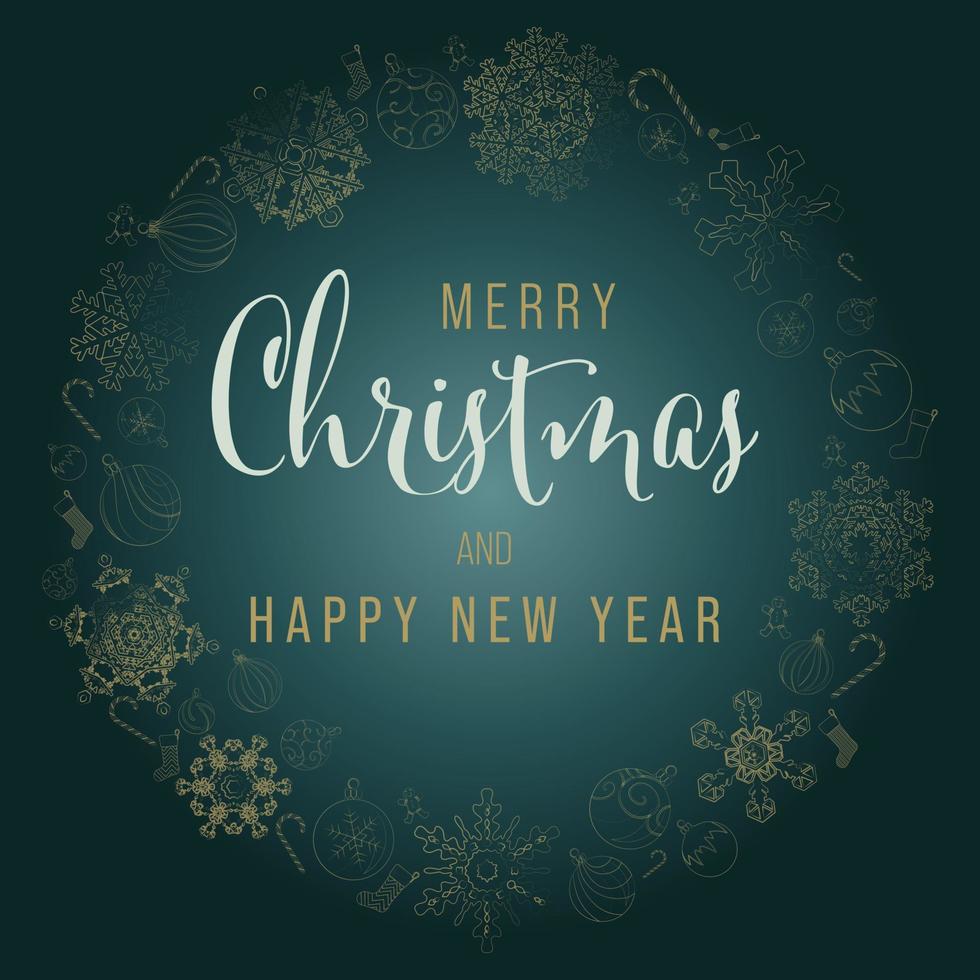 Christmas and New Year background greeting card. Vector illustration