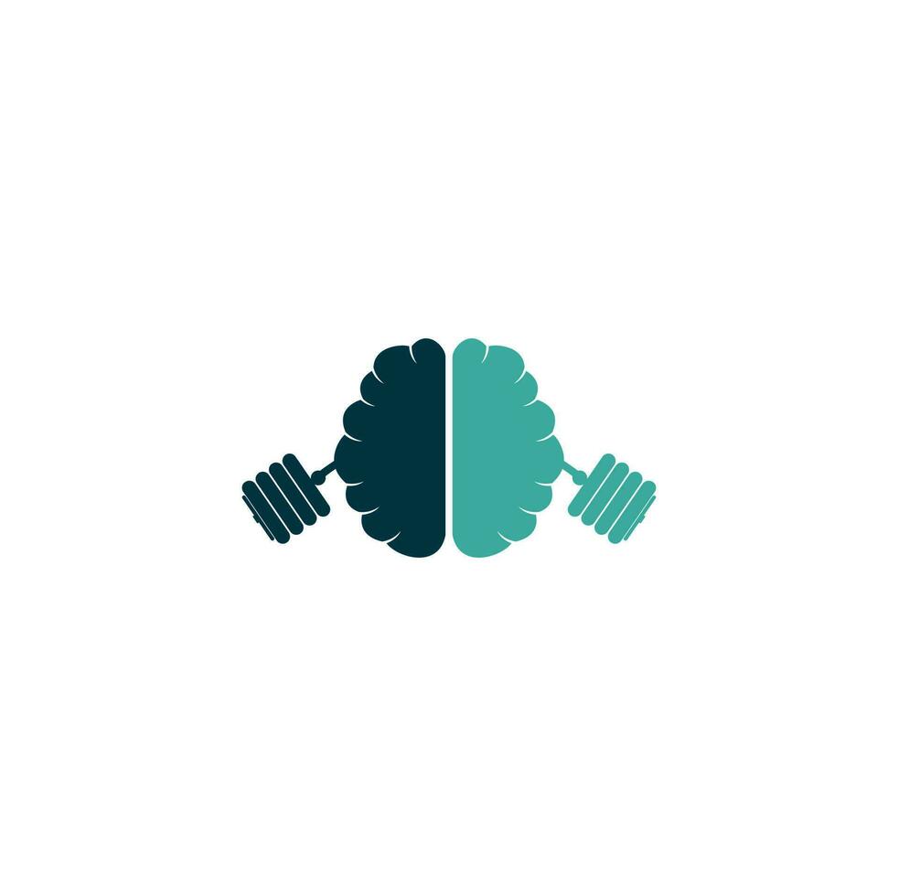 Brain Barbell Gym Fitness Logo Design Modern Template. Brain Barbell Icon Logo Design vector