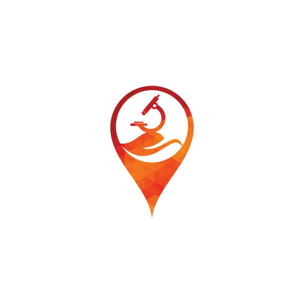 Microscope with Leaf map pin shape concept Logo Template. Nature Microscope Icon Logo Concept Vector