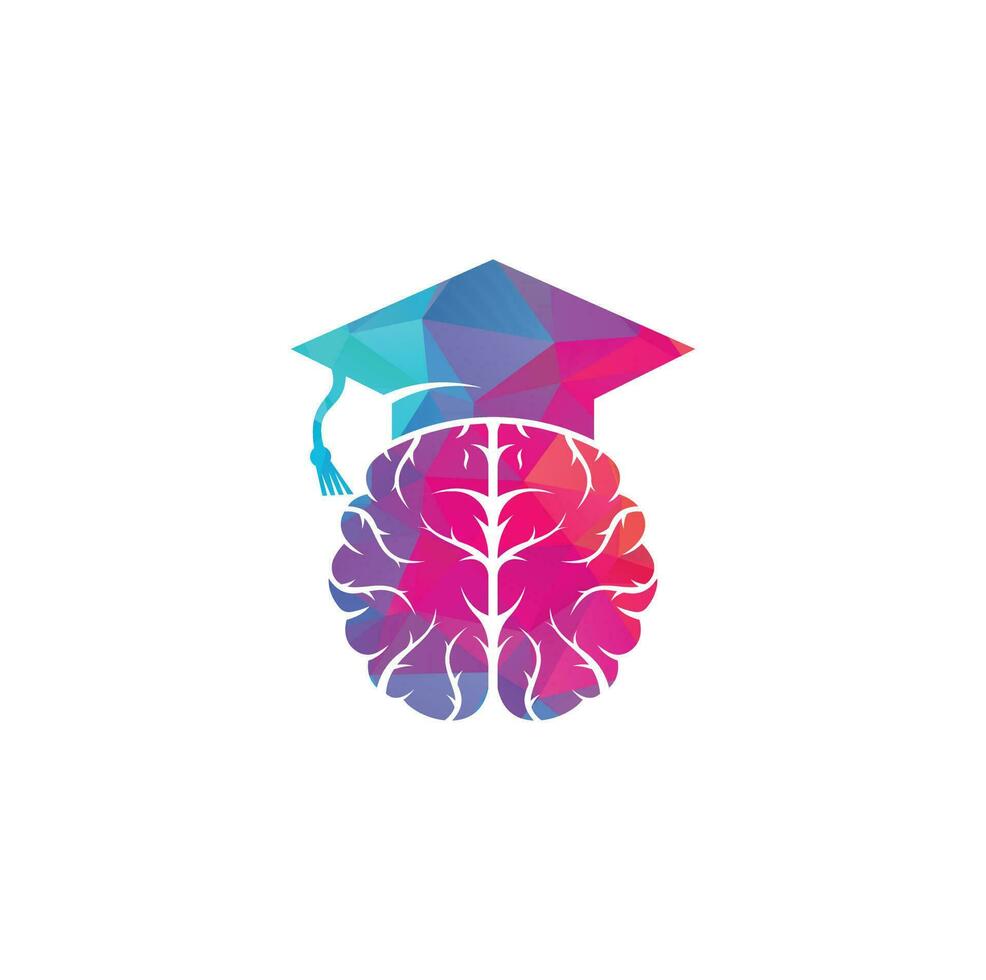 Brain and graduation cap icon design. Educational and institutional logo design. vector