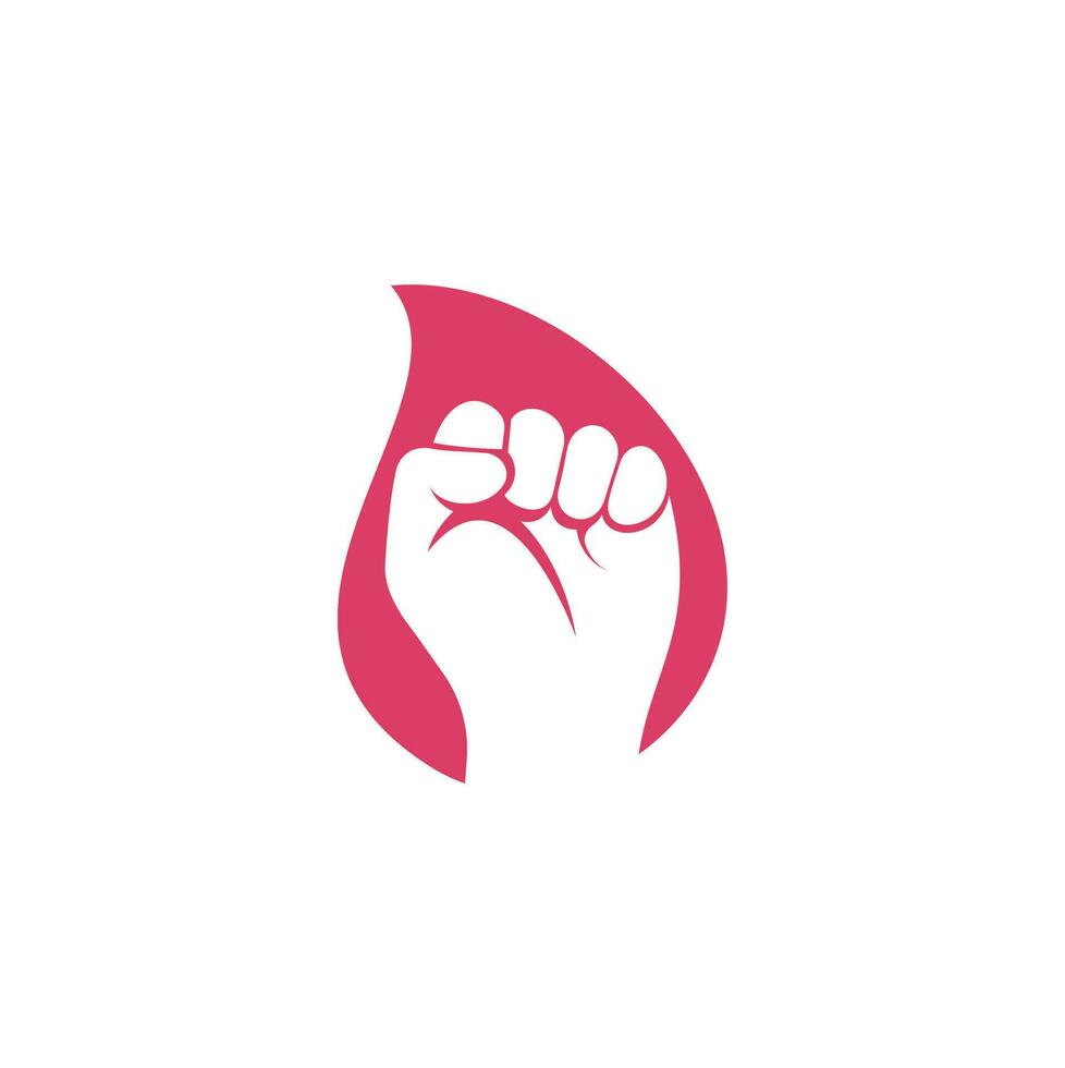 Fist hand power logo. Fist drop shape concept logo design vector