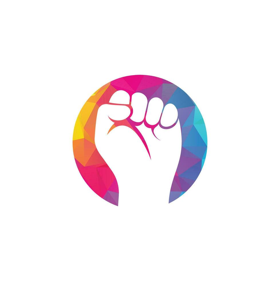 Fist hand power logo. Protest strong fist raised fight logo vector