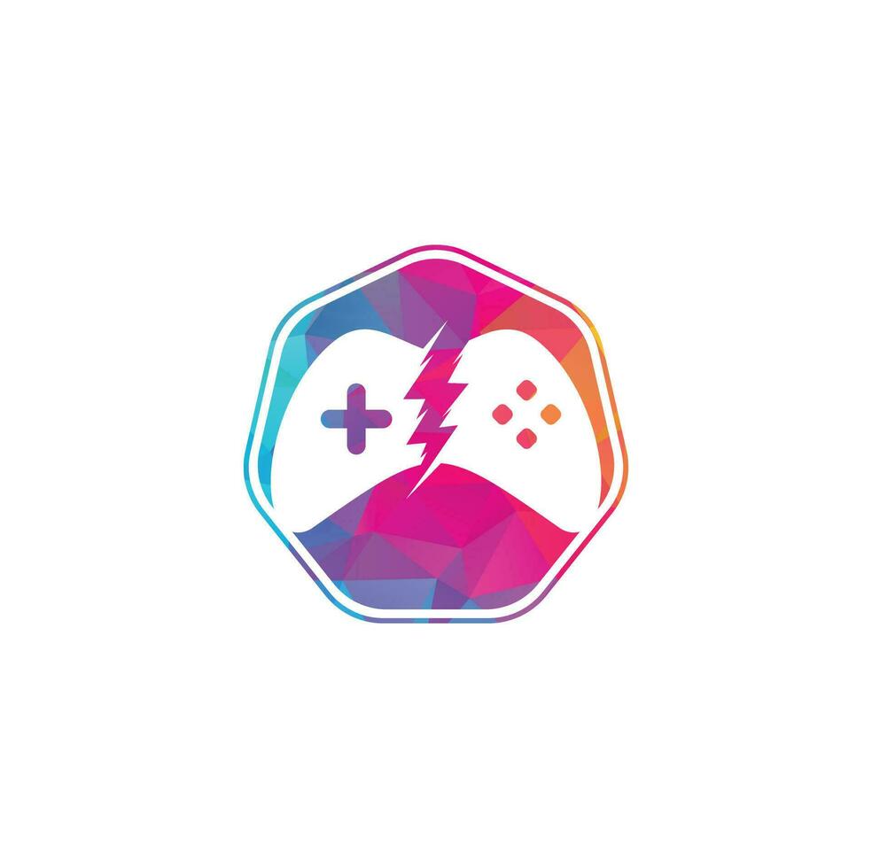 Thunder game logo, Game control with lightning icon logo vector