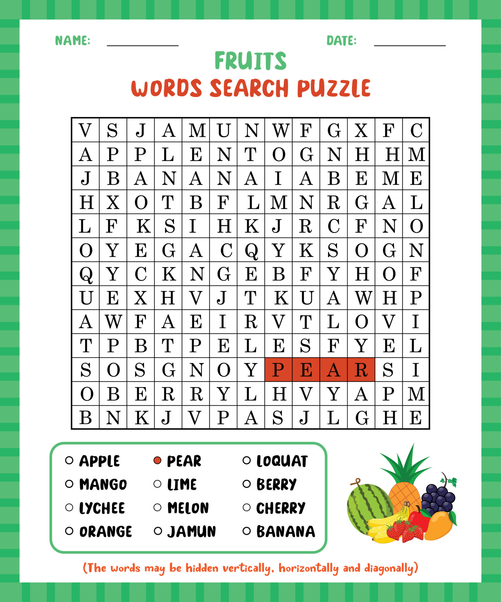 Word Search Game Fruits Word Search Puzzle Worksheet For Learning Word Search Game Fruits Word Search Puzzle Worksheet For Learning