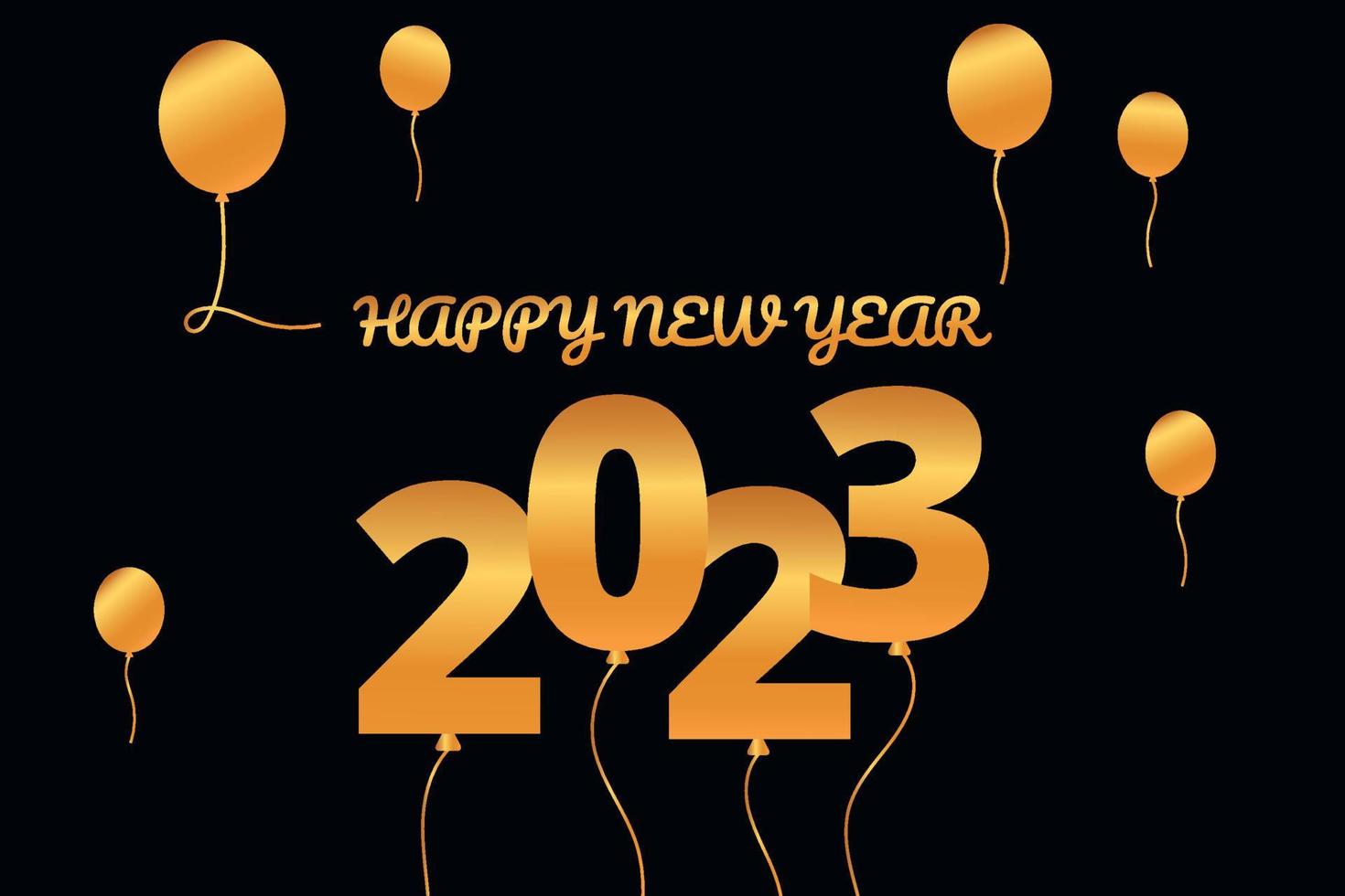 Golden Happy new year 2023 with ballon. vector