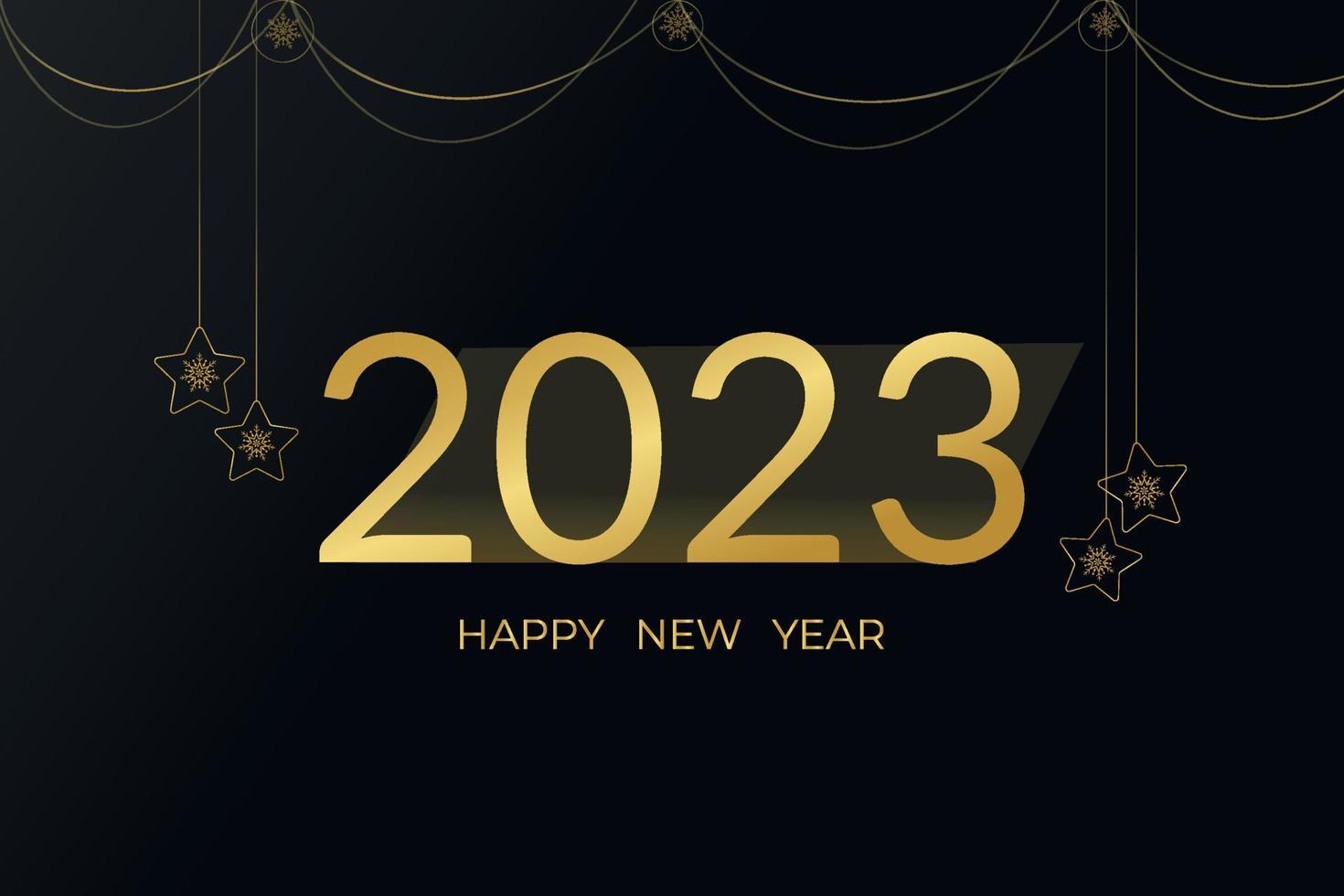 2023 Happy new year with realistic golden banner design. vector