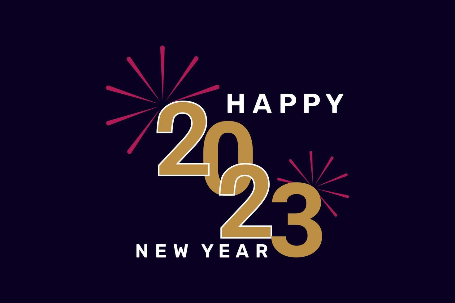 2023 Happy new year banner with golden text design. vector