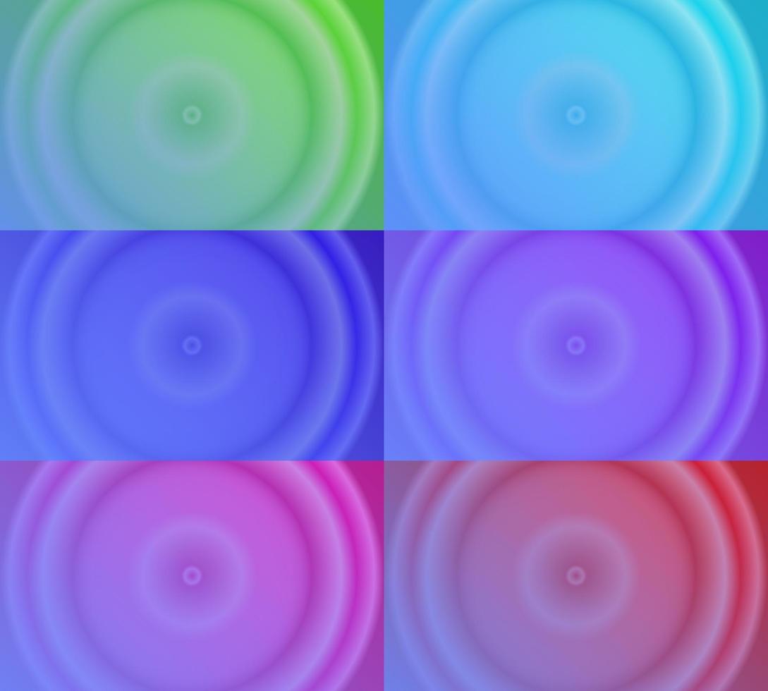 six sets of blue circle radial gradient abstract background. simple, blur, shiny, modern and color style. green, blue, purple, pink and red. use for homepage, backgdrop, wallpaper, banner or flyer vector