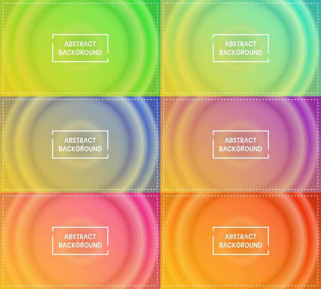 six sets of yellow circle radial gradient abstract background. simple, blur, shiny, modern and color style. green, blue, purple, pink and red. use for homepage, backgdrop, wallpaper, banner or flyer vector