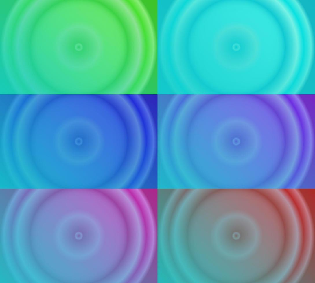 six sets of pastel blue circle radial gradient abstract background. blur, shiny, modern and color style. green, blue, purple, pink and red. use for homepage, backgdrop, wallpaper, banner or flyer vector
