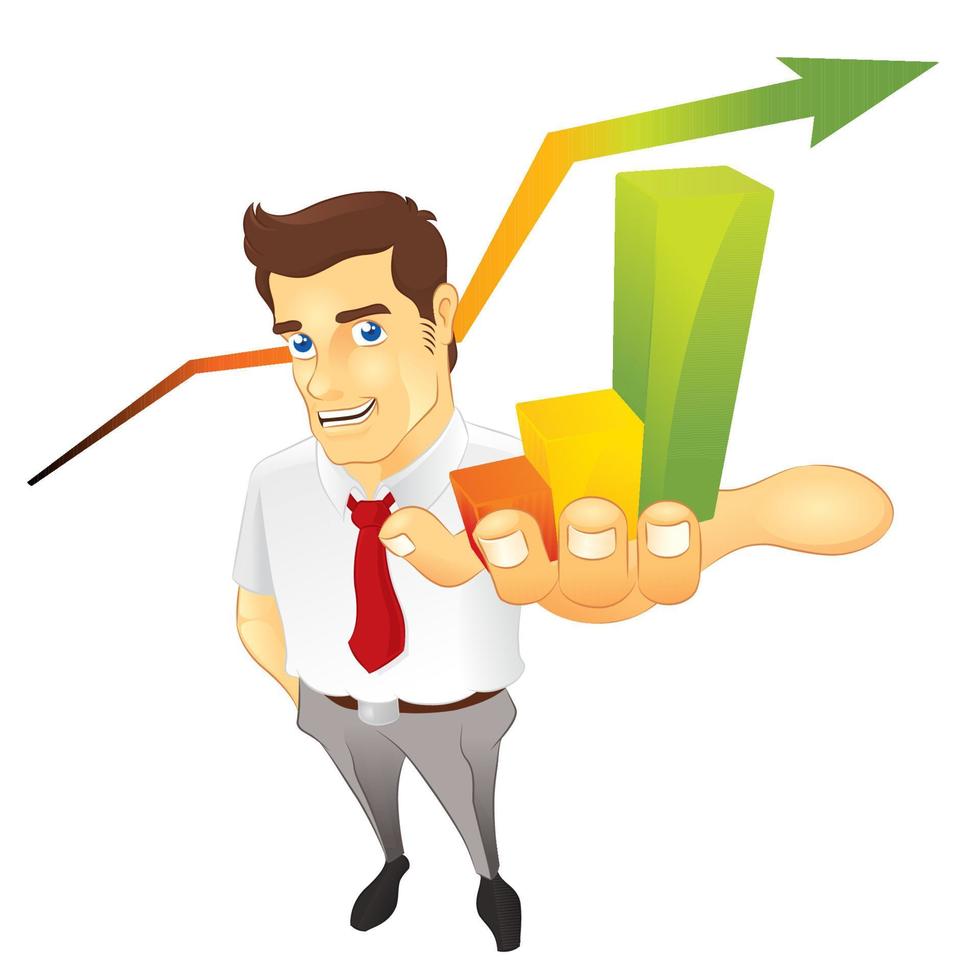 Businessman presenting a nice bar chart vector