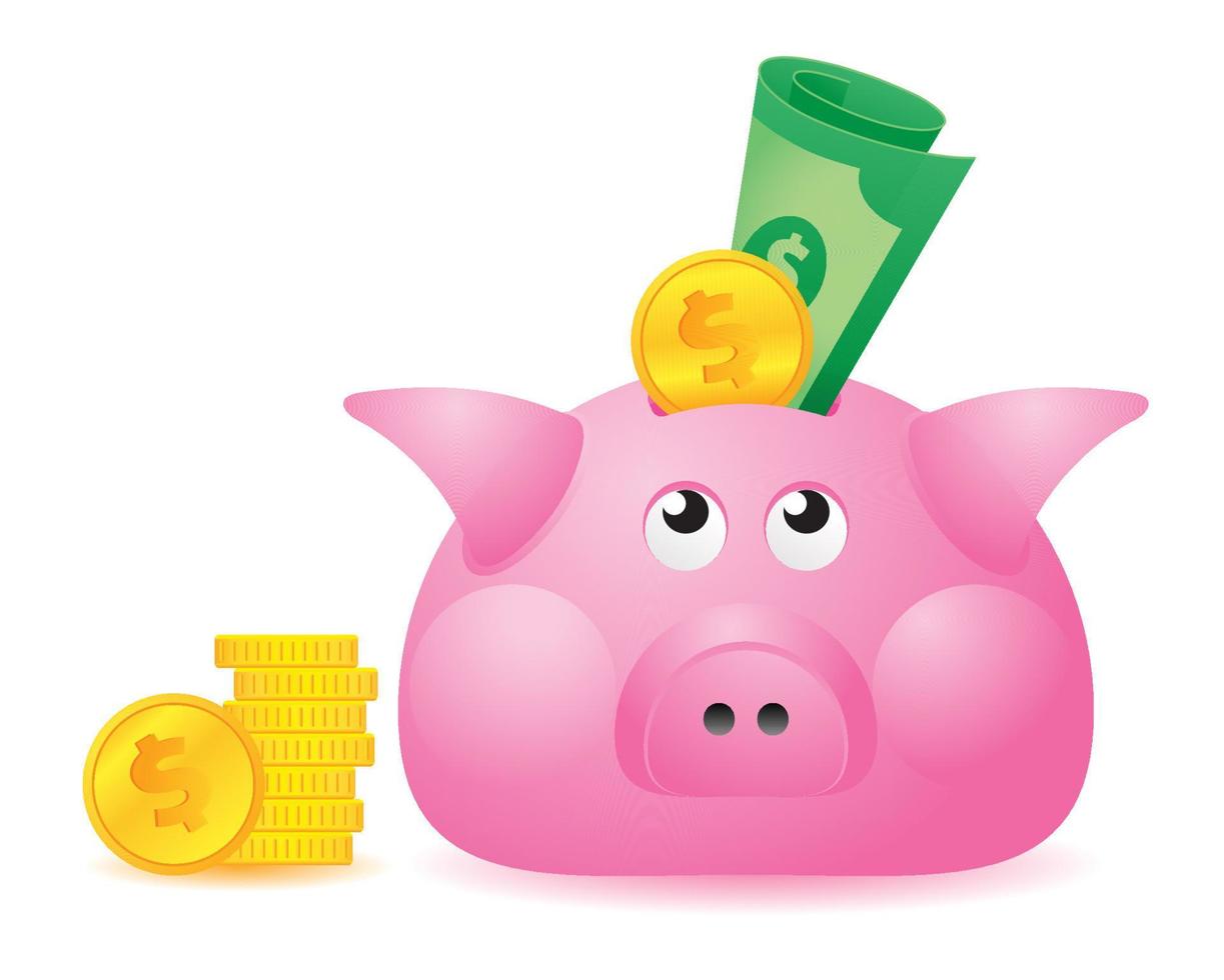 Simple illustration of a piggy bank vector