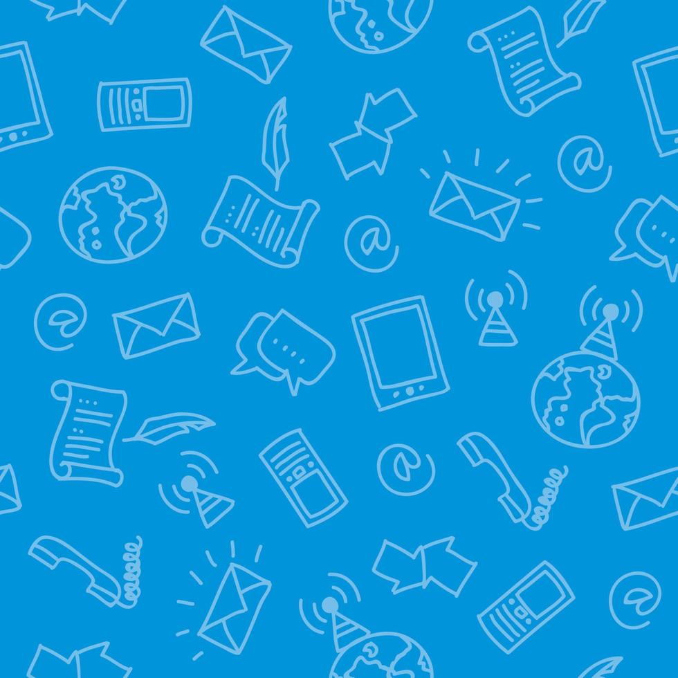 Seamless pattern of hand drawn communication symbols vector