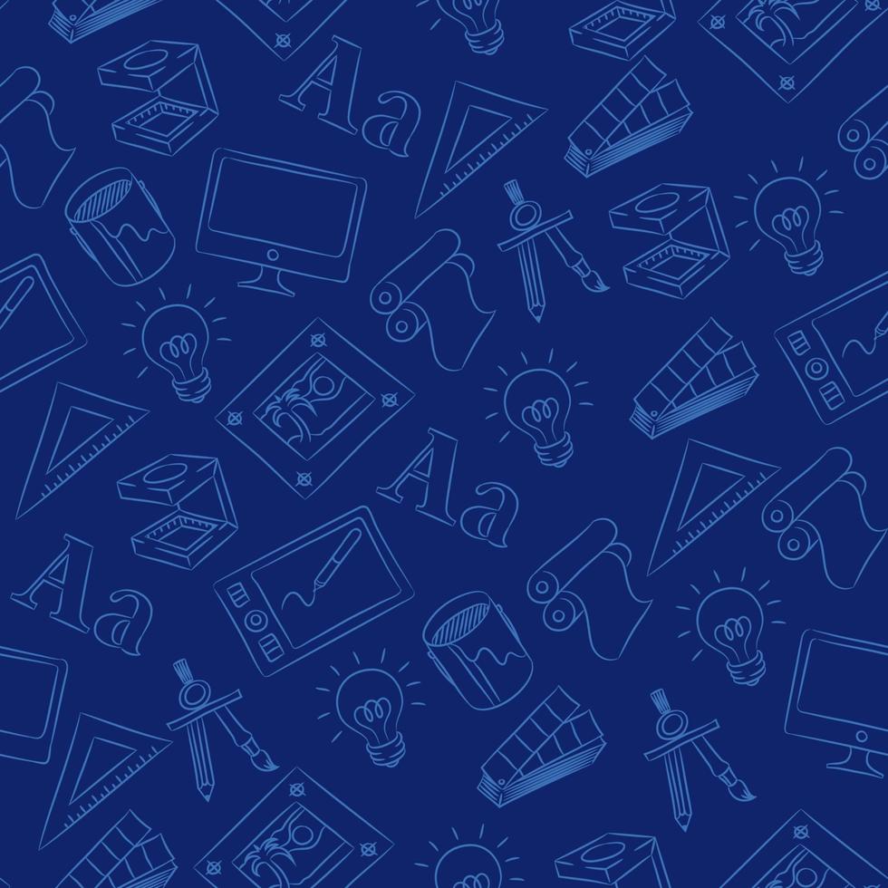 Seamless pattern of hand drawn graphic design related objects vector