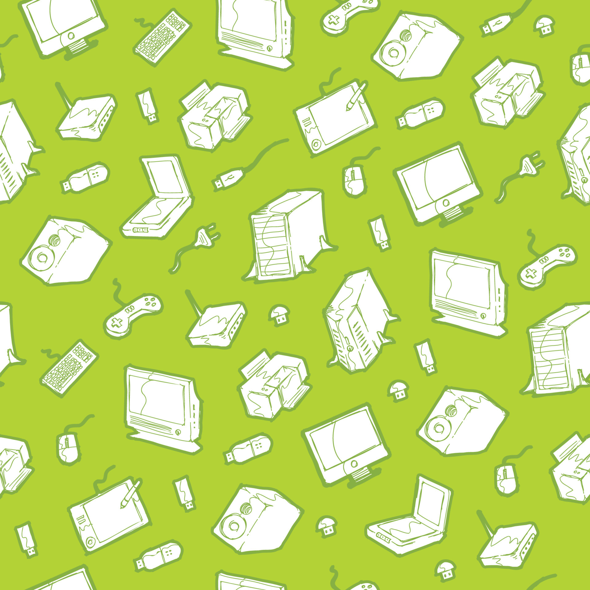 Seamless pattern of hand drawn computer related objects 13928522 Vector ...