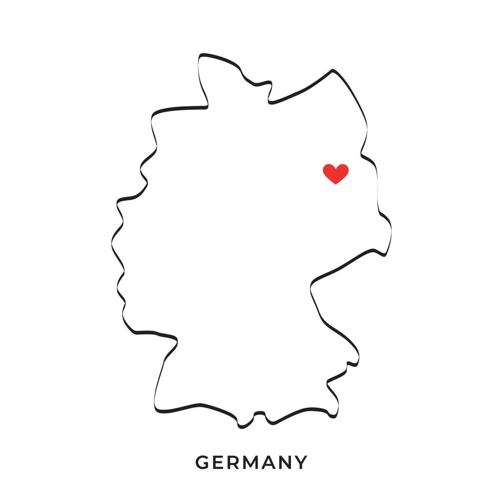 Minimalistic map of Germany with a heart in place of Berlin vector