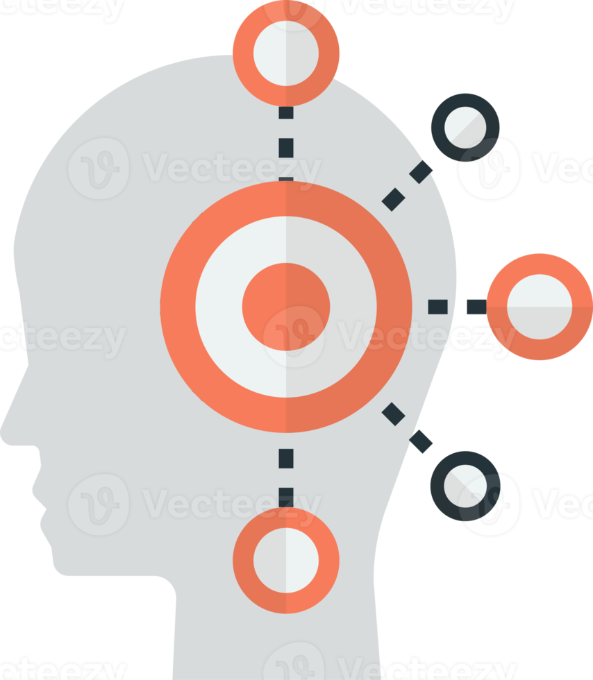 human head and connection illustration in minimal style png