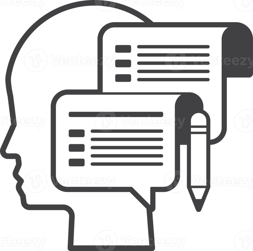 tête humaine et illustration de rapport dans un style minimal png