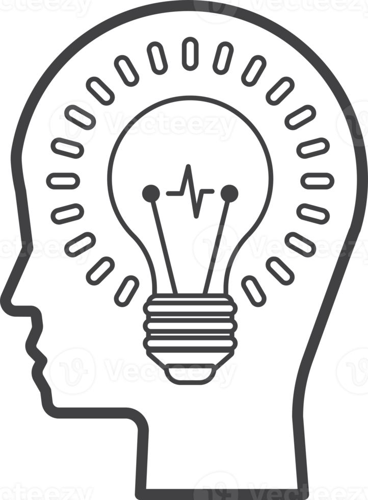 testa e leggero lampadina illustrazione nel minimo stile png