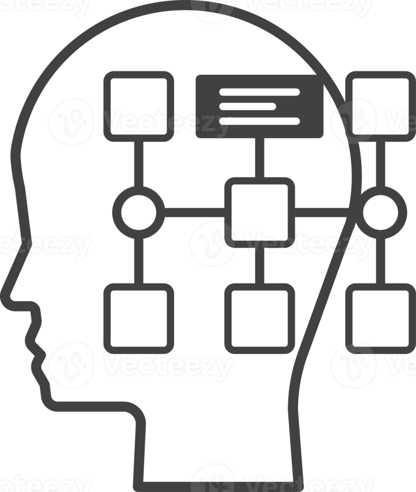 human head and connection illustration in minimal style png