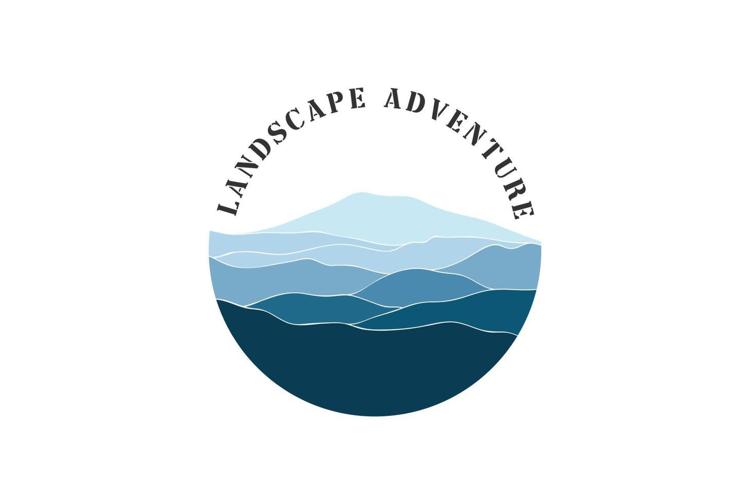 Circular Mountain Hill Landscape Panorama for Adventure Logo vector