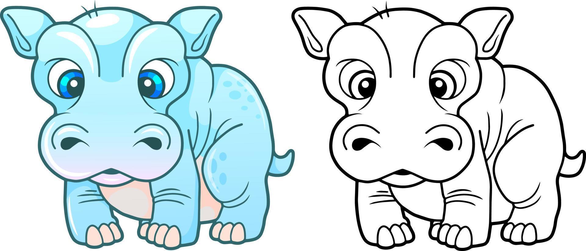 cute cartoon hippo vector